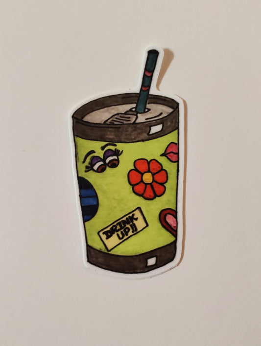 Lime Green Thermal Cup Vinyl Sticker