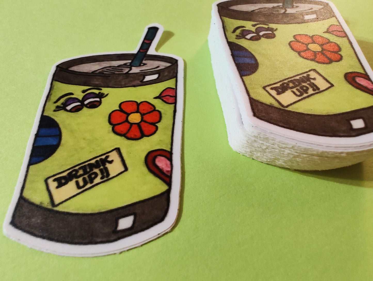 Lime Green Thermal Cup Vinyl Sticker