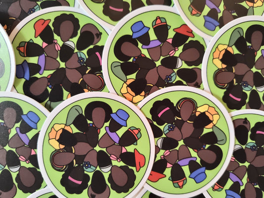 Hats and Hair Circle Vinyl Sticker