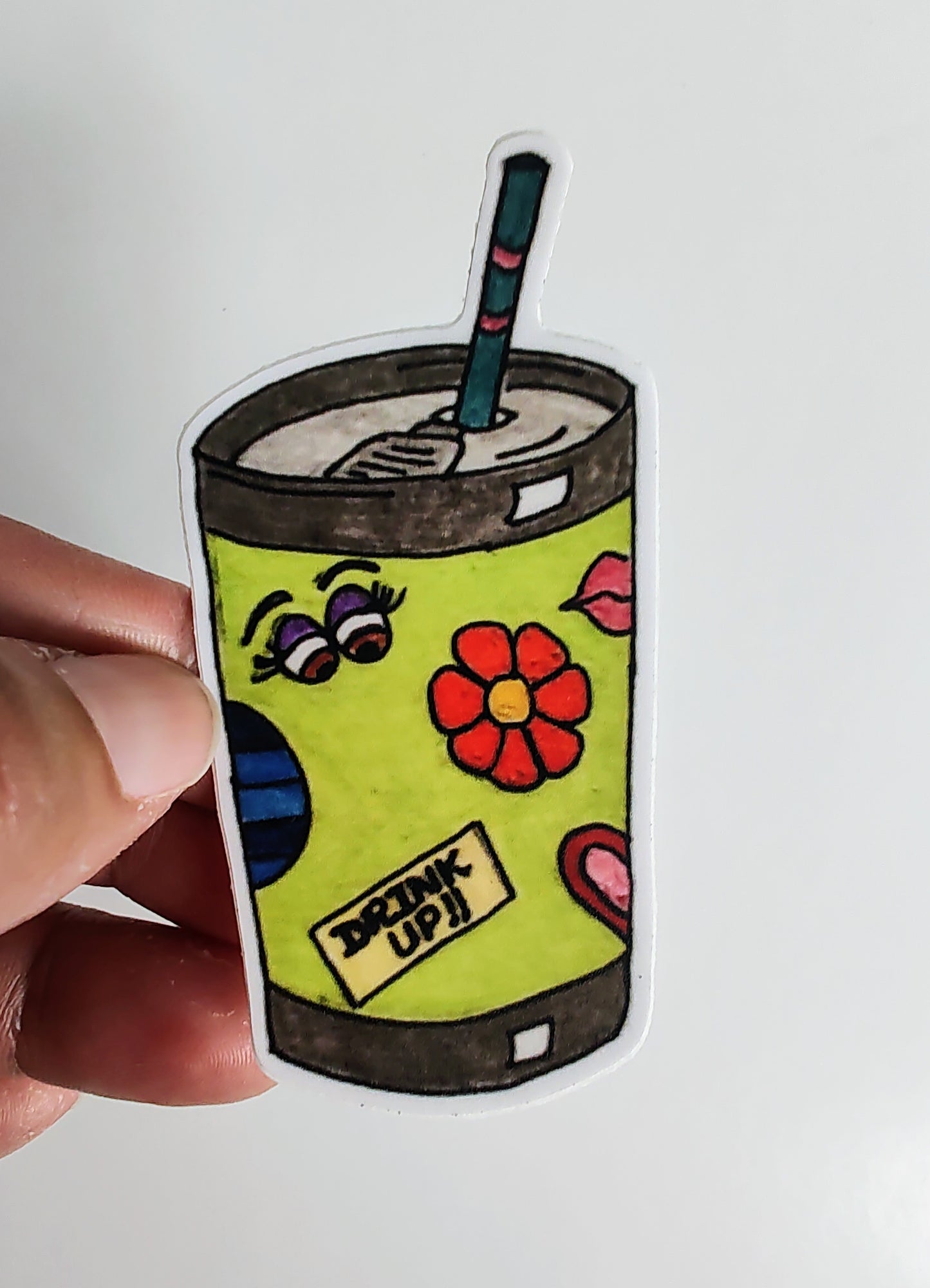 Lime Green Thermal Cup Vinyl Sticker