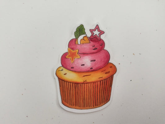 🍊 Orange & Pink Cupcake Vinyl Sticker