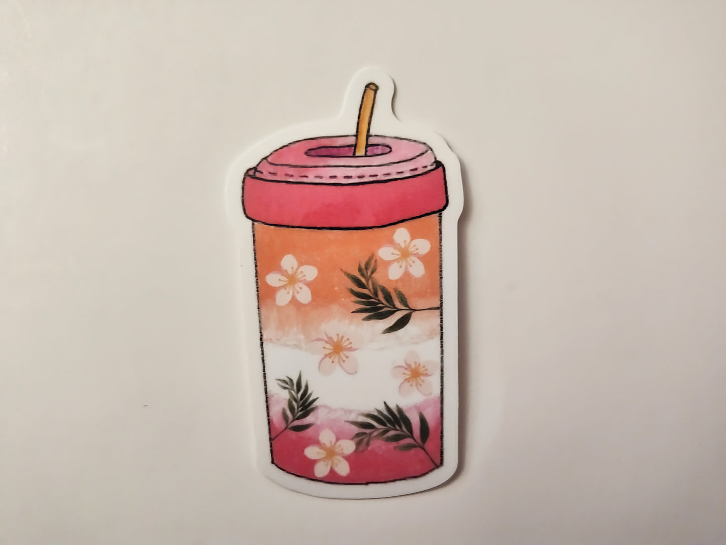 Pink Peach Too Cute Tumbler Vinyl Sticker