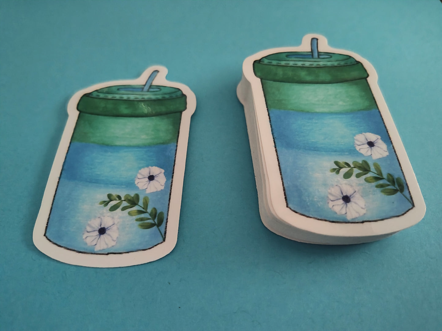 Cozy Emerald and Blue Tumbler Vinyl Sticker