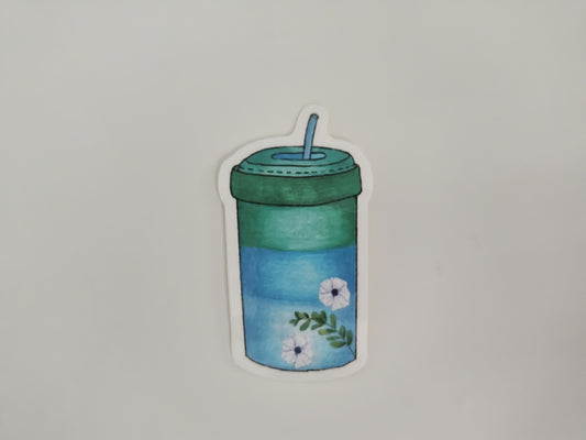 Cozy Emerald and Blue Tumbler Vinyl Sticker