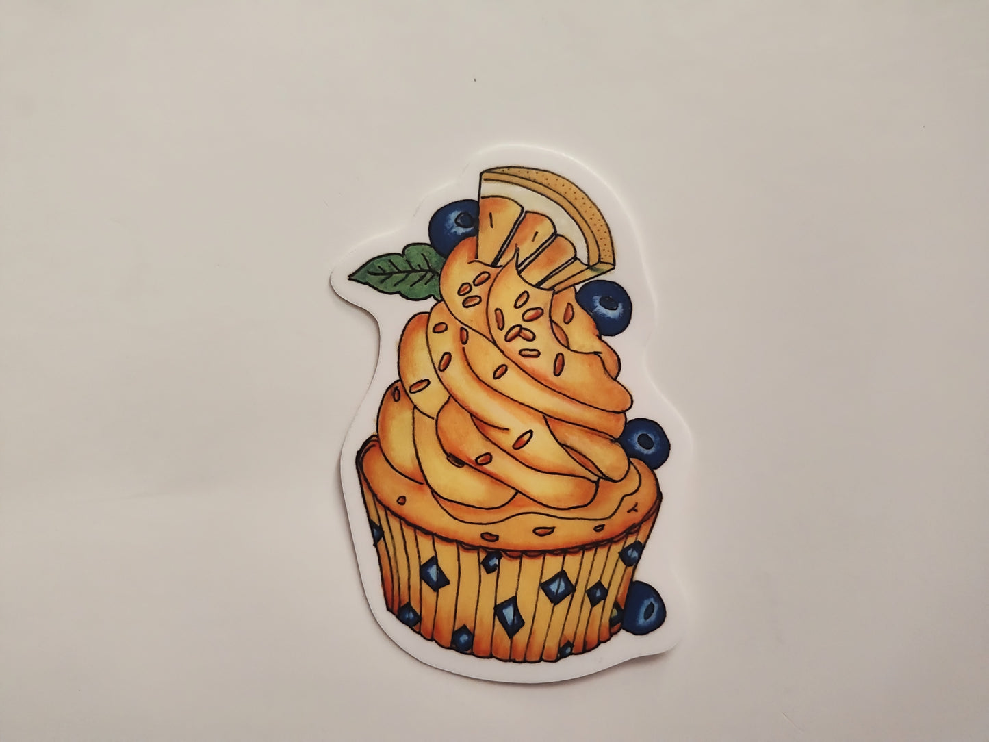 Small Lemonade Cupcake with Blueberries Vinyl Sticker