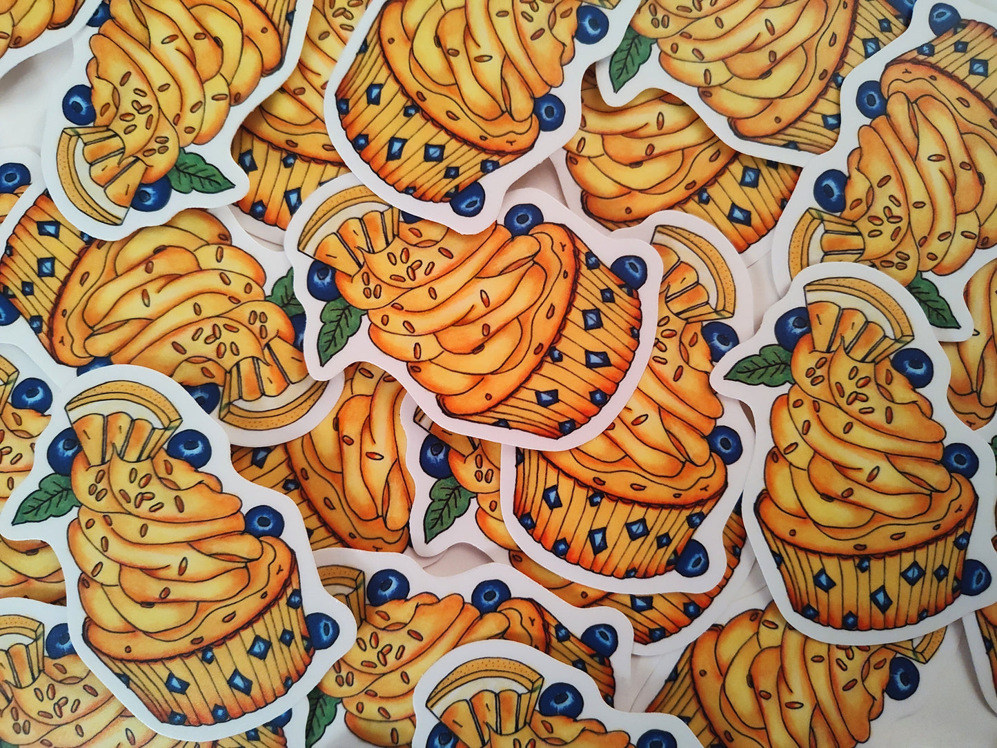 Small Lemonade Cupcake with Blueberries Vinyl Sticker