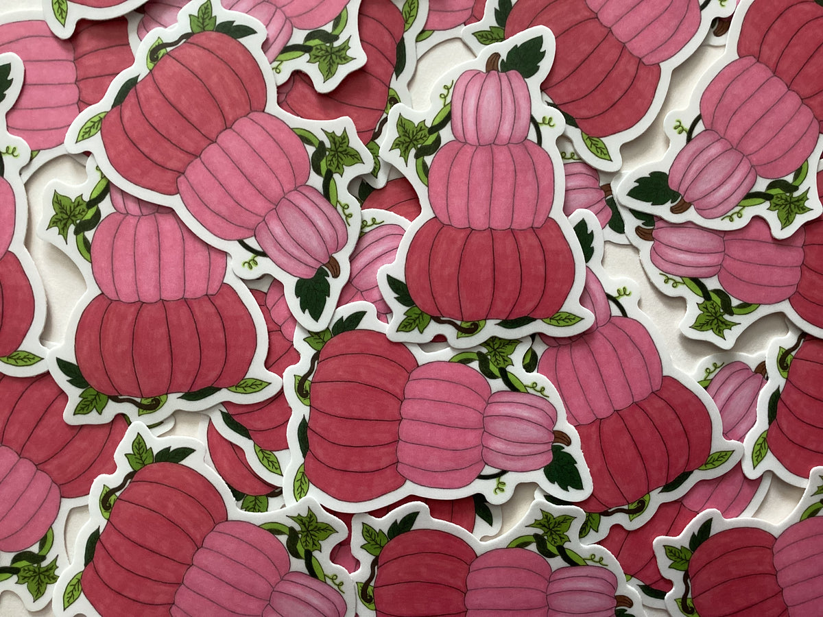 Pink Pumpkin Stack Vinyl Sticker