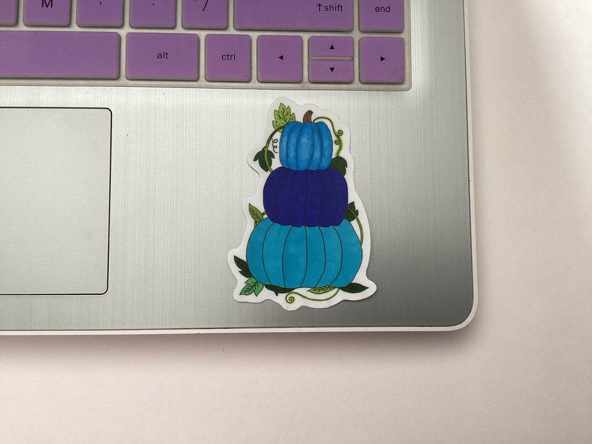 Blue Pumpkin Stack Vinyl Sticker