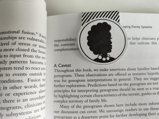 Woman with Afro (Black & White) Magnetic Bookmark
