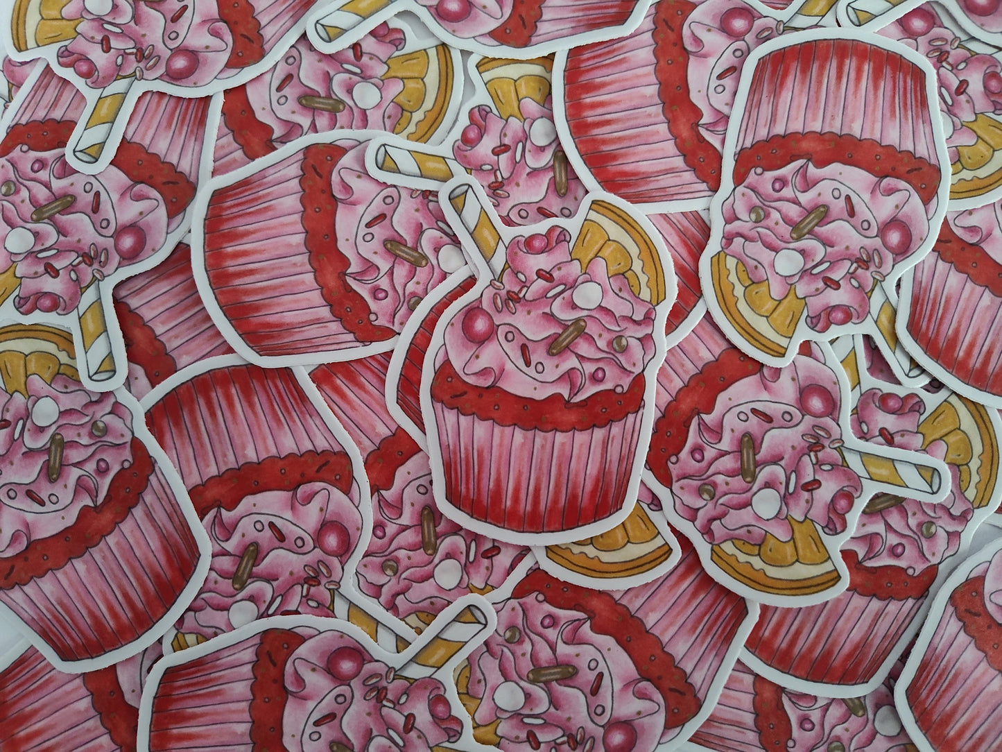 Strawberry Lemon Delight Cupcake Vinyl Sticker