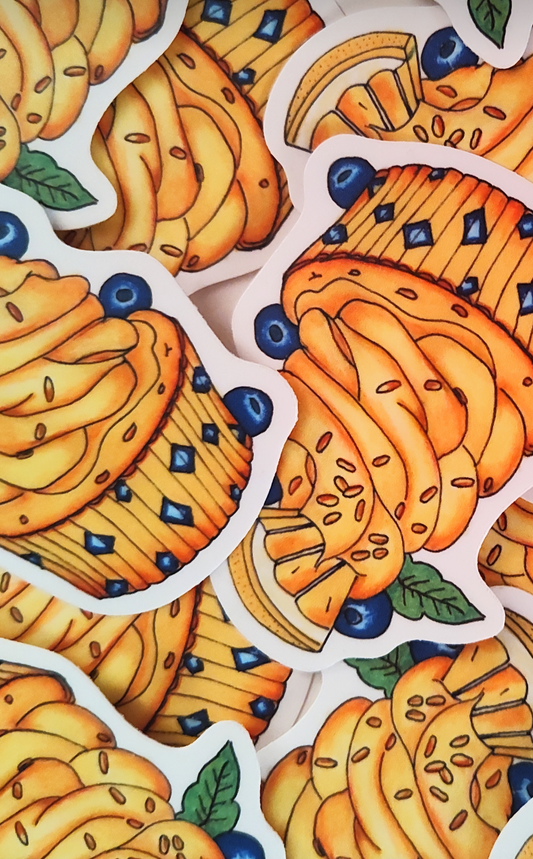 Small Lemonade Cupcake with Blueberries Vinyl Sticker
