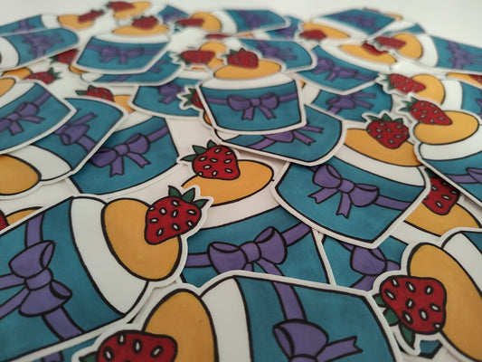 Yellow icing with Strawberry Cupcake Vinyl Sticker
