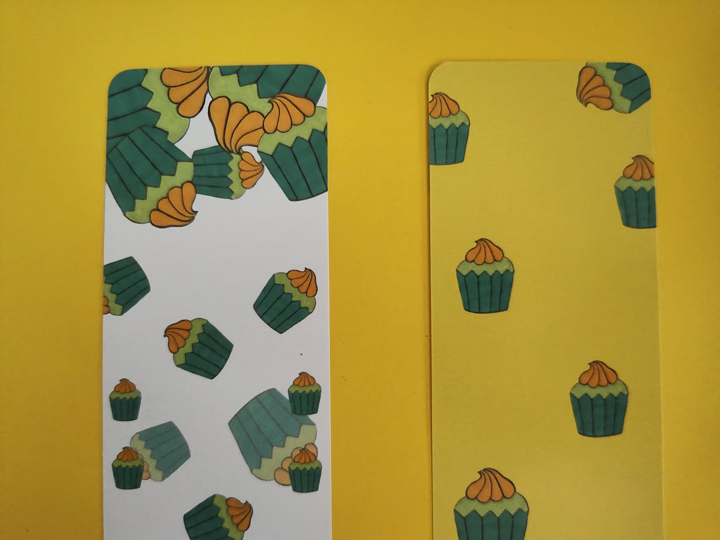 Minty Green and Yellow Cupcake Bookmark