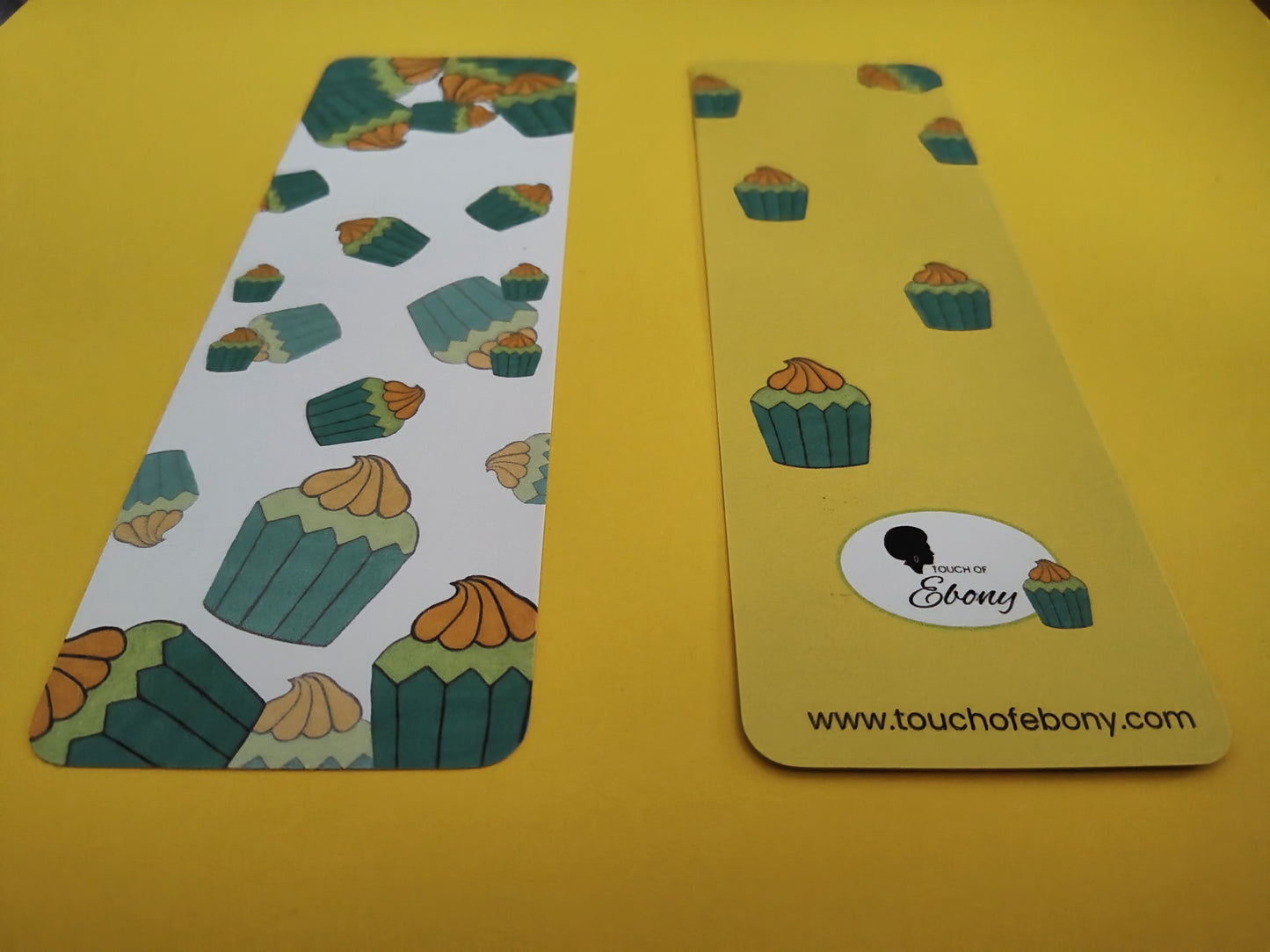 Minty Green and Yellow Cupcake Bookmark