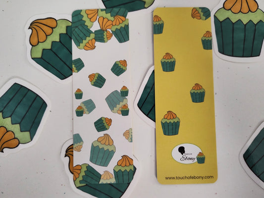 Minty Green and Yellow Cupcake Bookmark