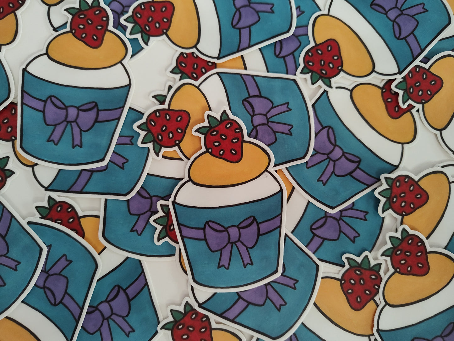 Yellow icing with Strawberry Cupcake Vinyl Sticker