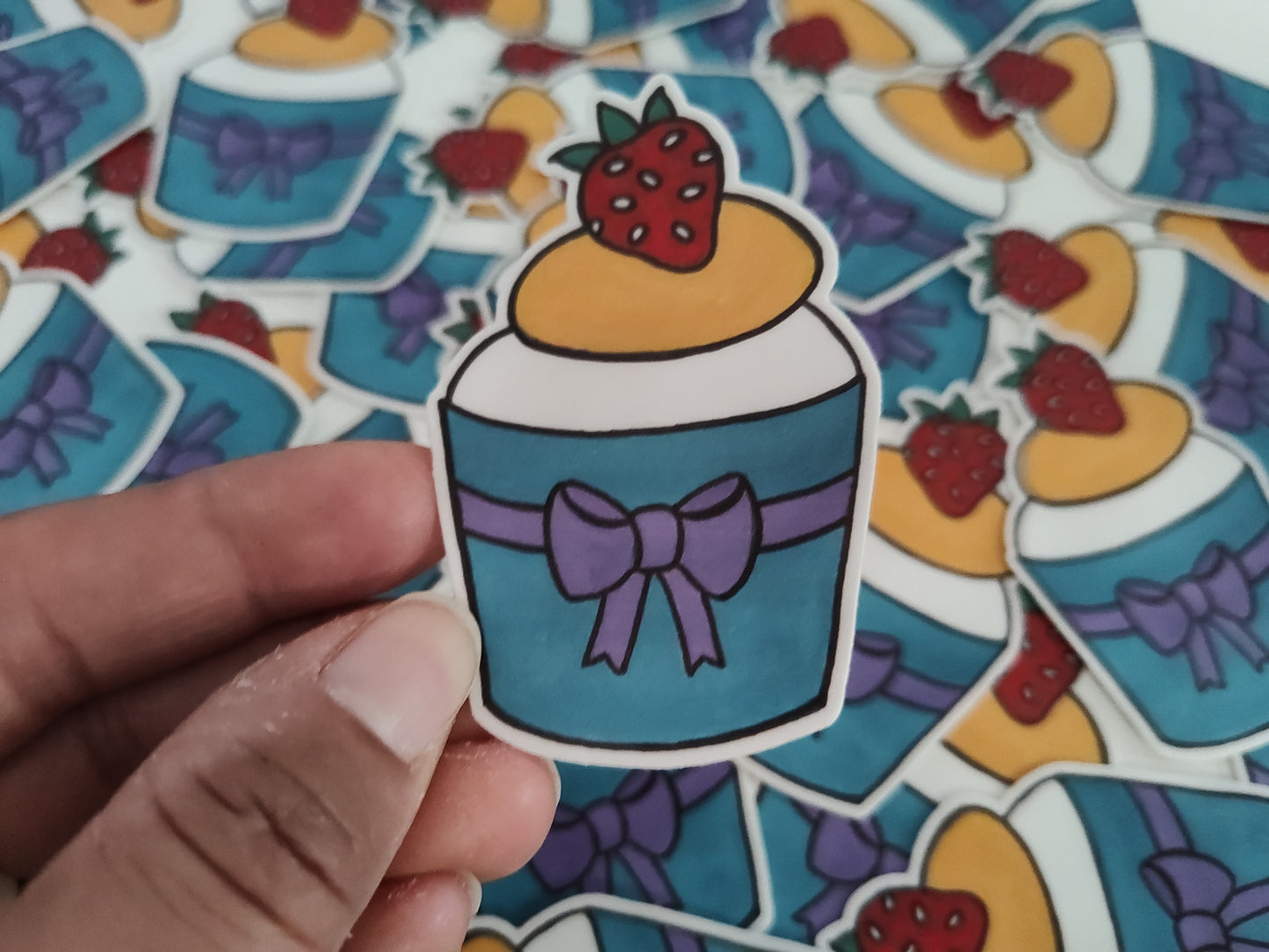 Yellow icing with Strawberry Cupcake Vinyl Sticker