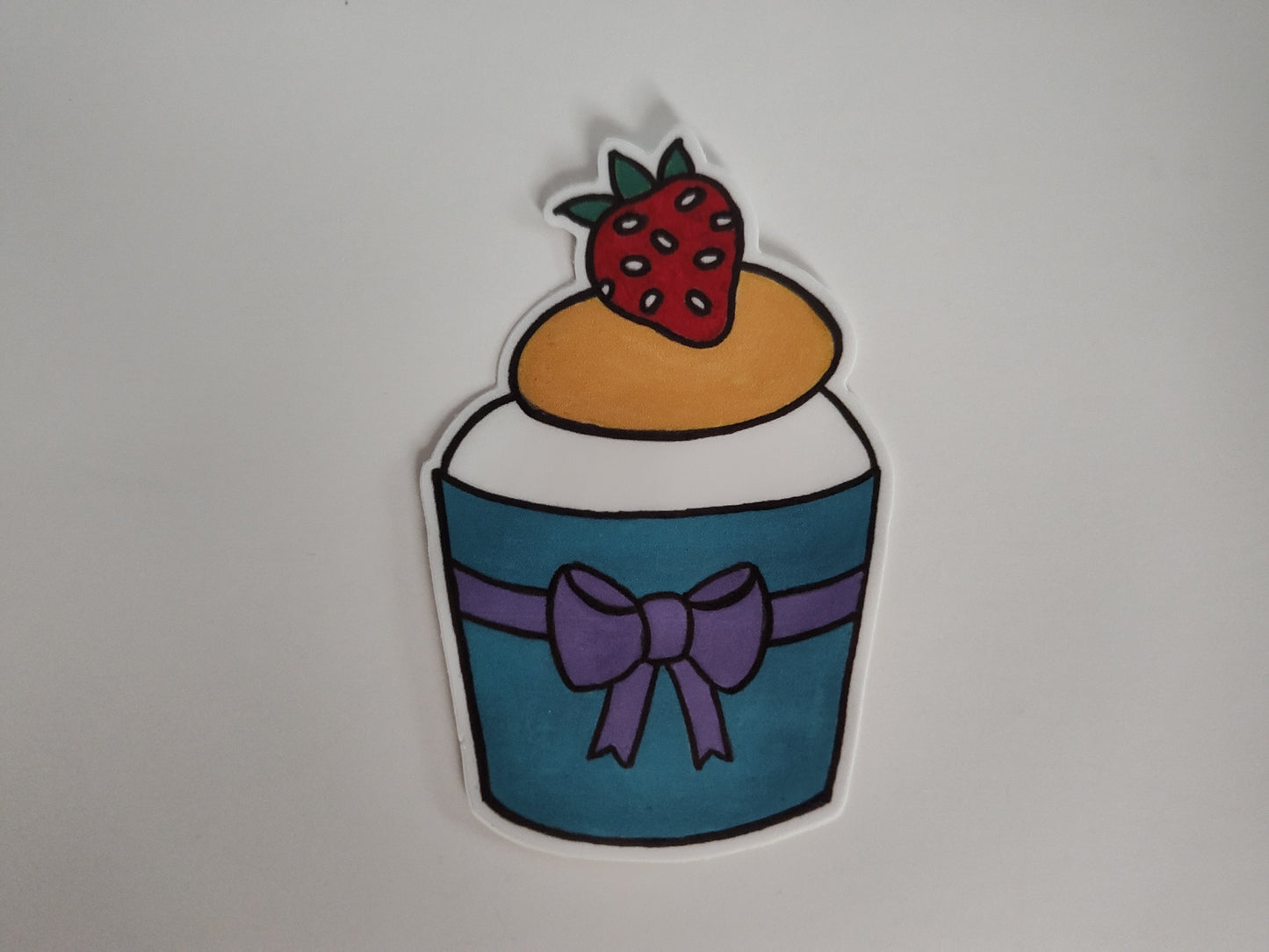 Yellow icing with Strawberry Cupcake Vinyl Sticker