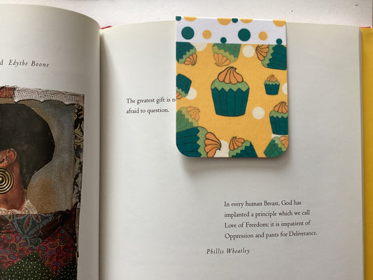Minty Green and Yellow Cupcake Magnetic Bookmark
