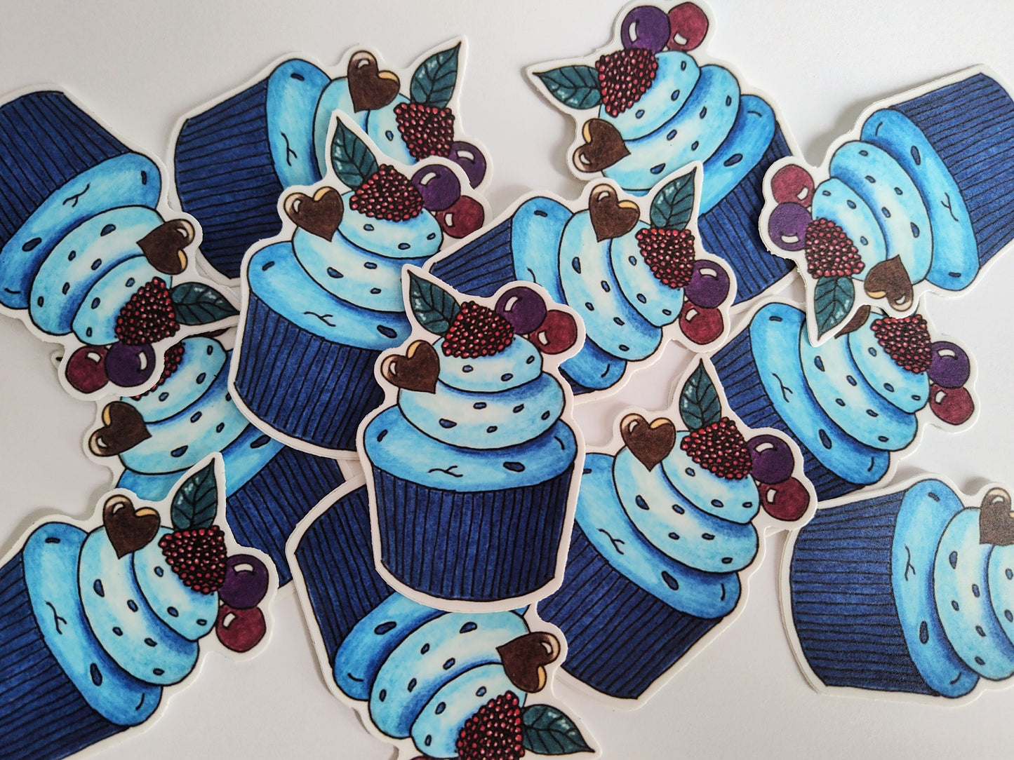 Blue Cupcake Vinyl Sticker