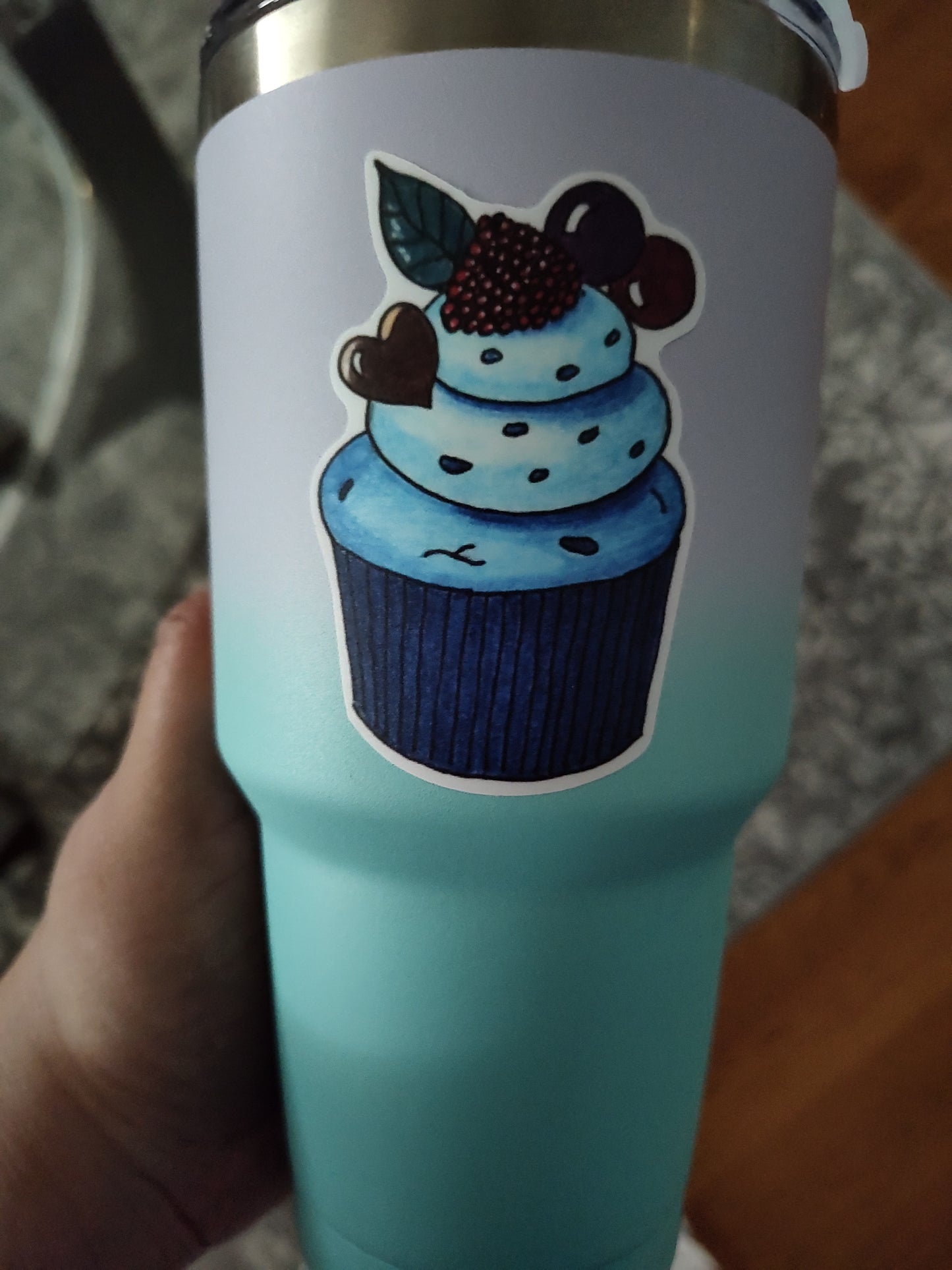 Blue Cupcake Vinyl Sticker