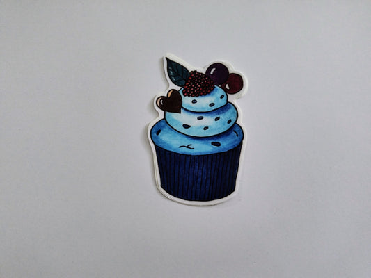 Blue Cupcake Vinyl Sticker