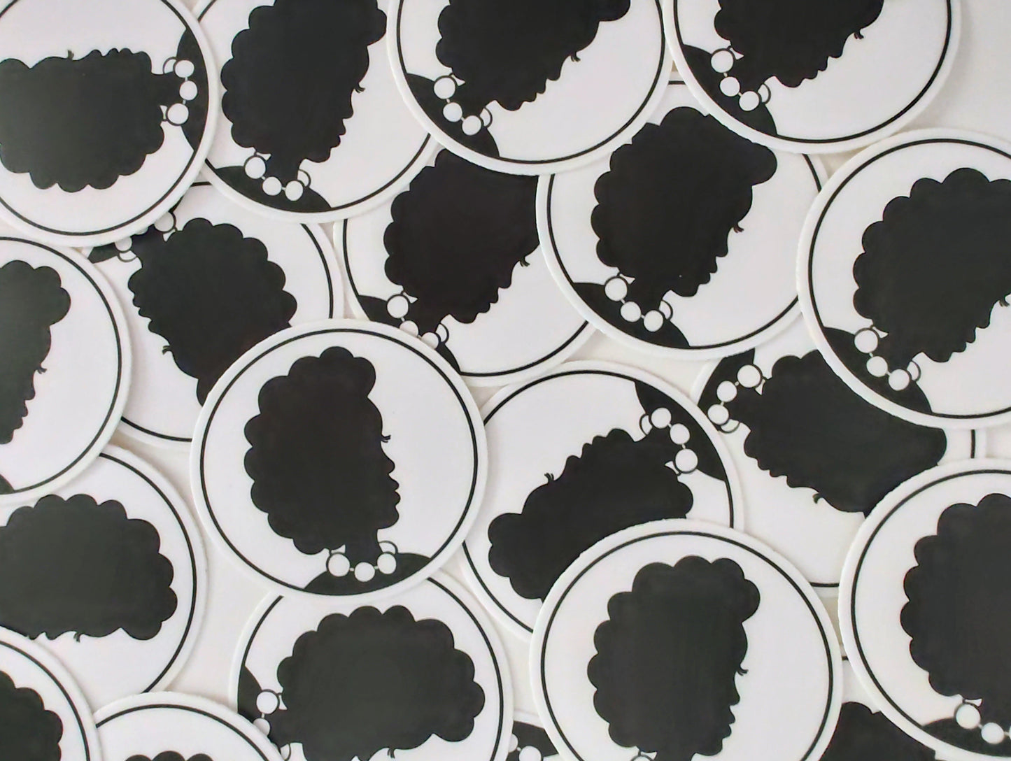 Woman with Afro in Black & White Vinyl Sticker