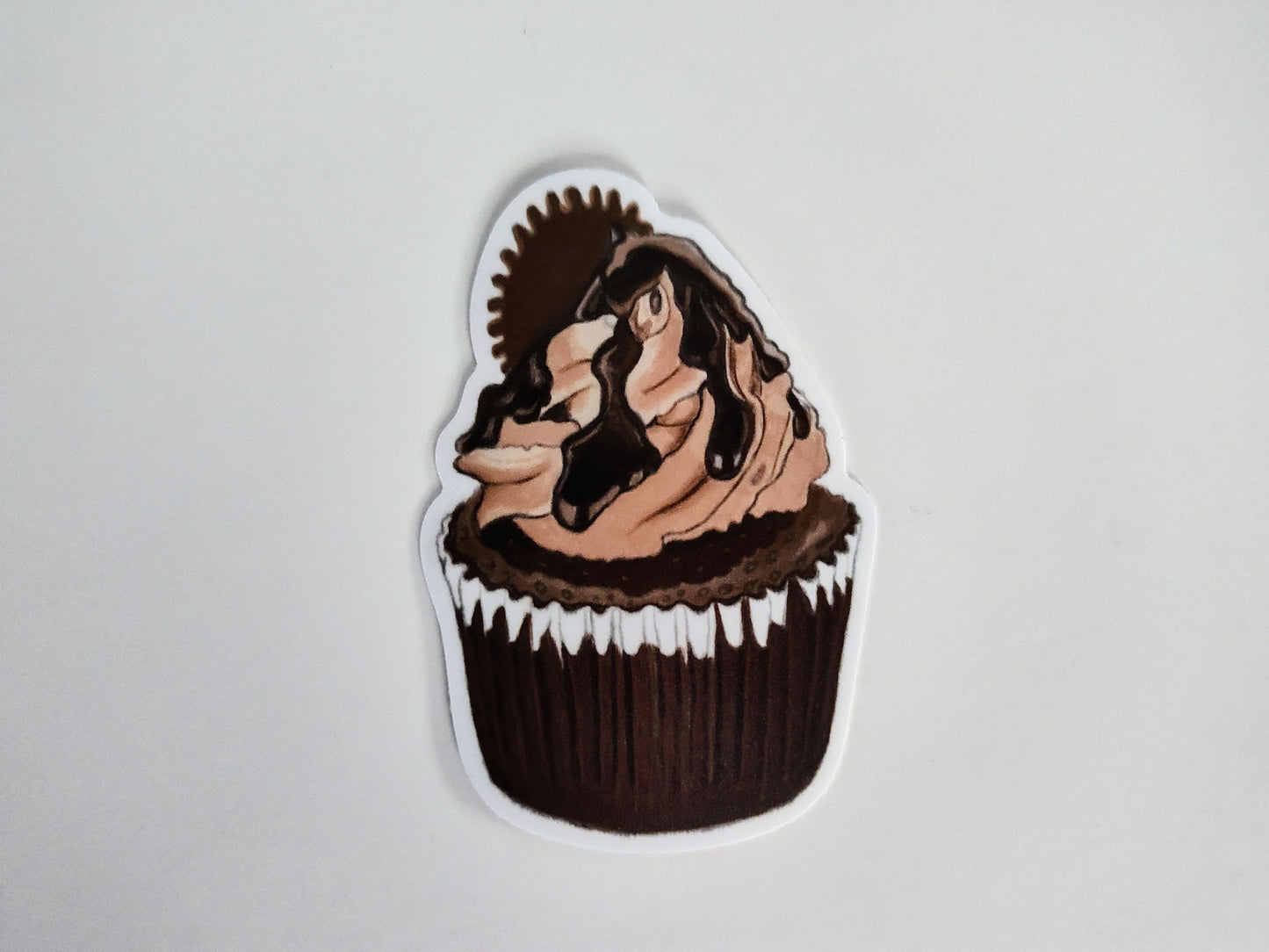 Chocolate Peanut Butter Cupcake Vinyl Sticker