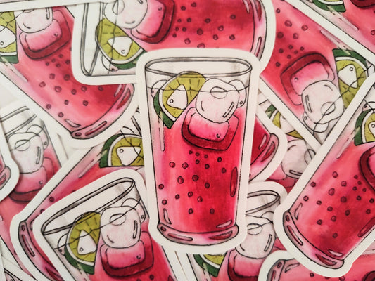 Cranberry Sparkling Lime Drink Vinyl Sticker