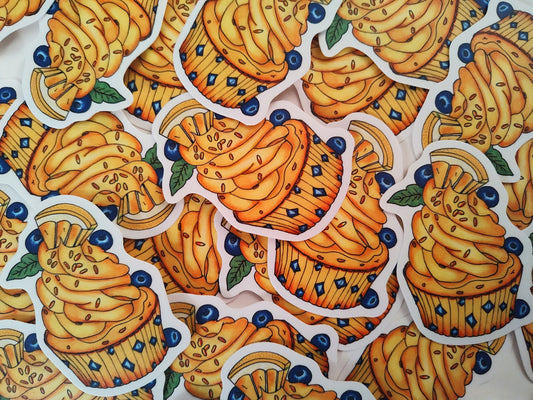 Small Lemonade Cupcake with Blueberries Vinyl Sticker
