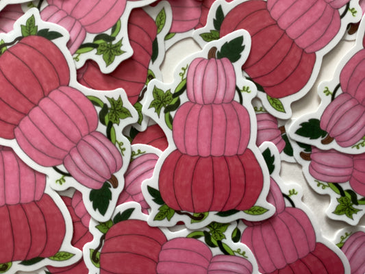 Pink Pumpkin Stack Vinyl Sticker
