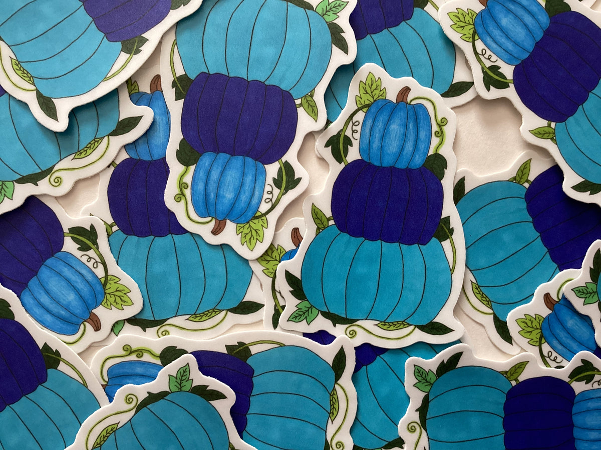 Blue Pumpkin Stack Vinyl Sticker