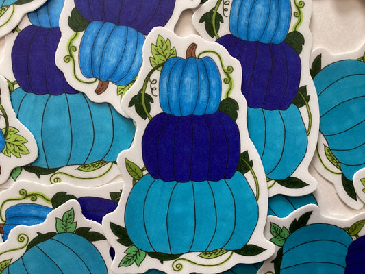 Blue Pumpkin Stack Vinyl Sticker