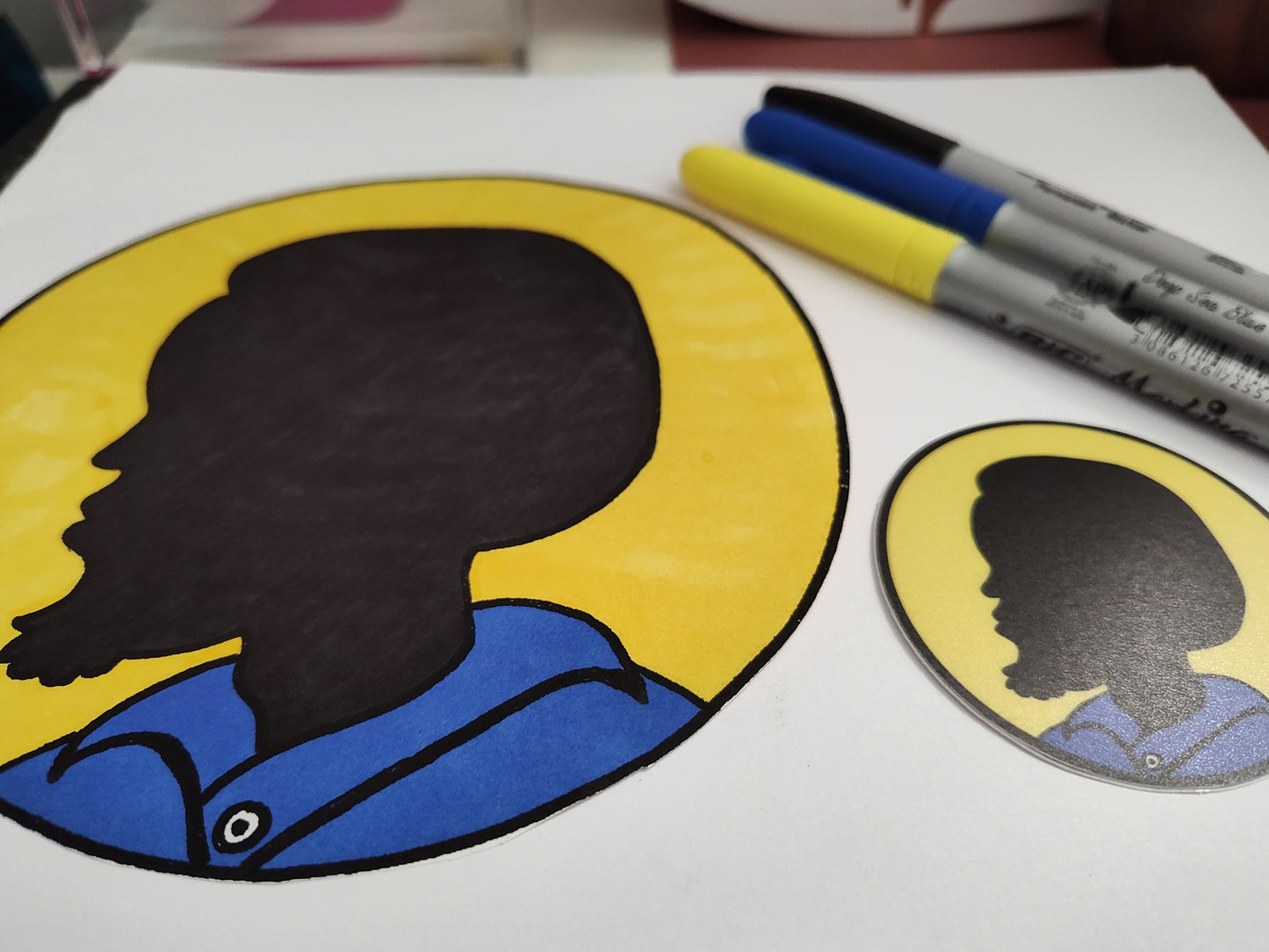 Man with Afro and Yellow Background (Vinyl Sticker)