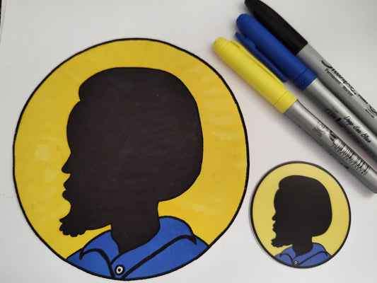 Man with Afro and Yellow Background (Vinyl Sticker)