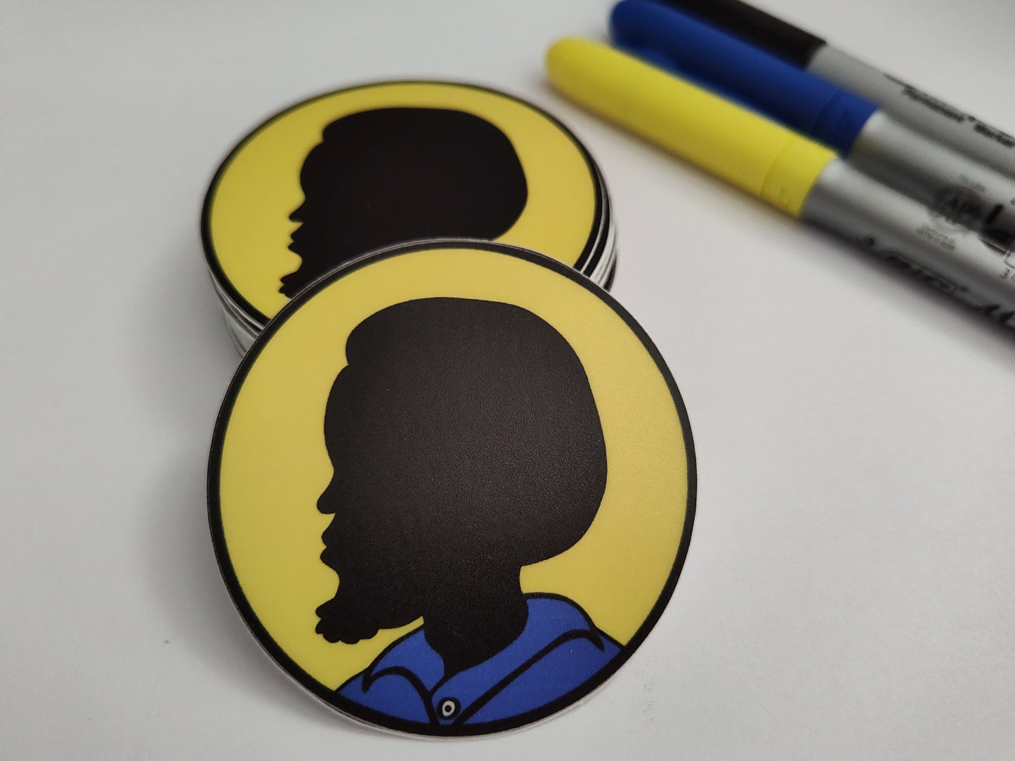 Man with Afro and Yellow Background (Vinyl Sticker)