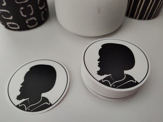 Man with Afro in Black & White Vinyl Sticker