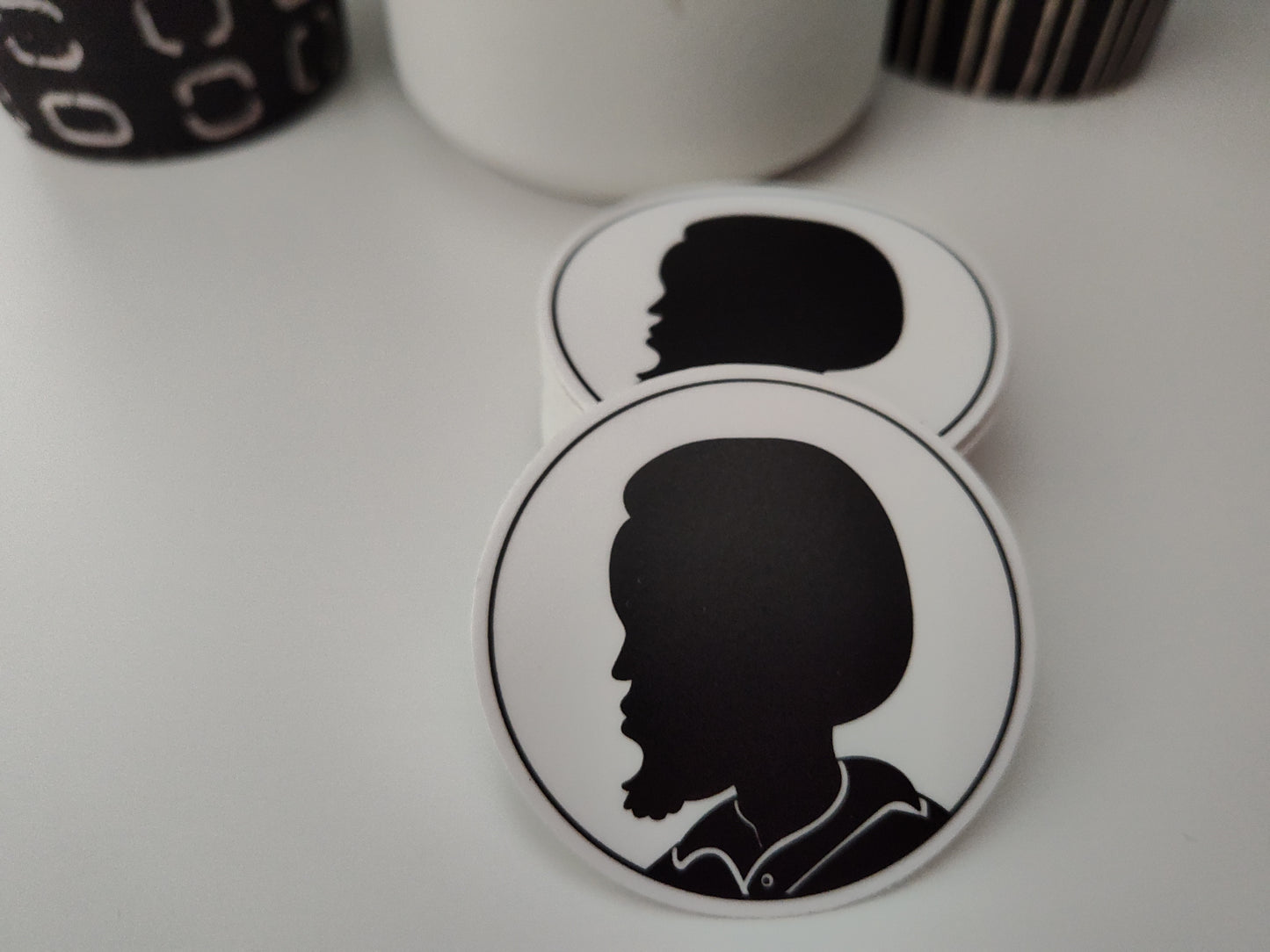 Man with Afro in Black & White Vinyl Sticker