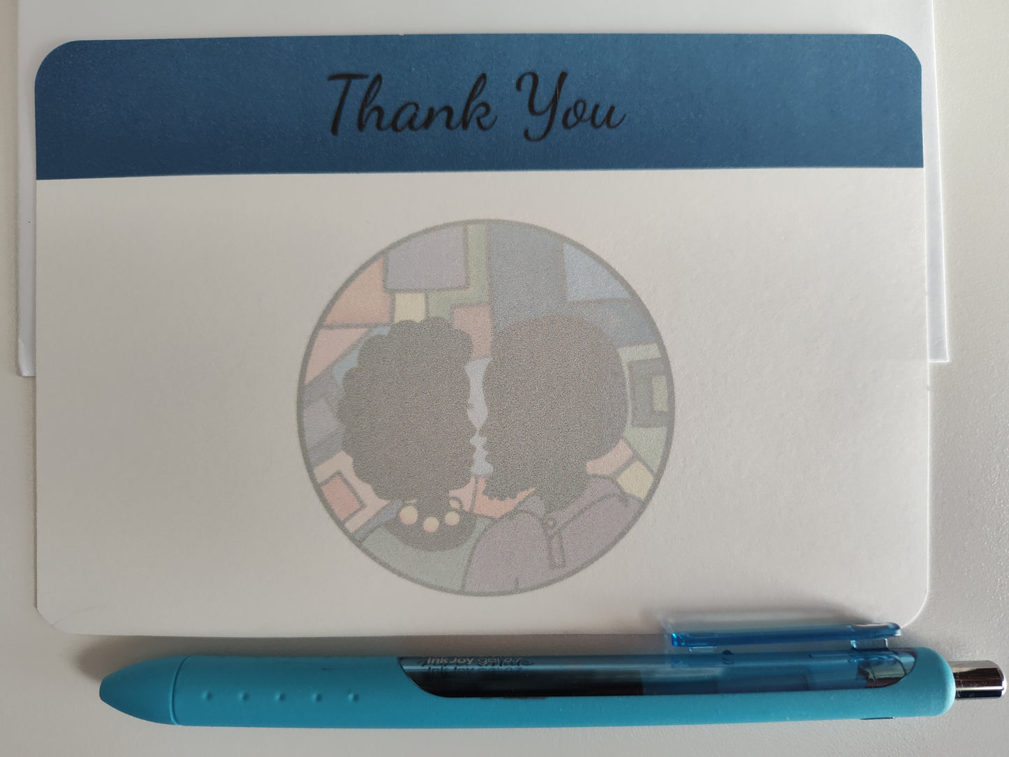 Couple with Afros in Abstract Background Thank You Card