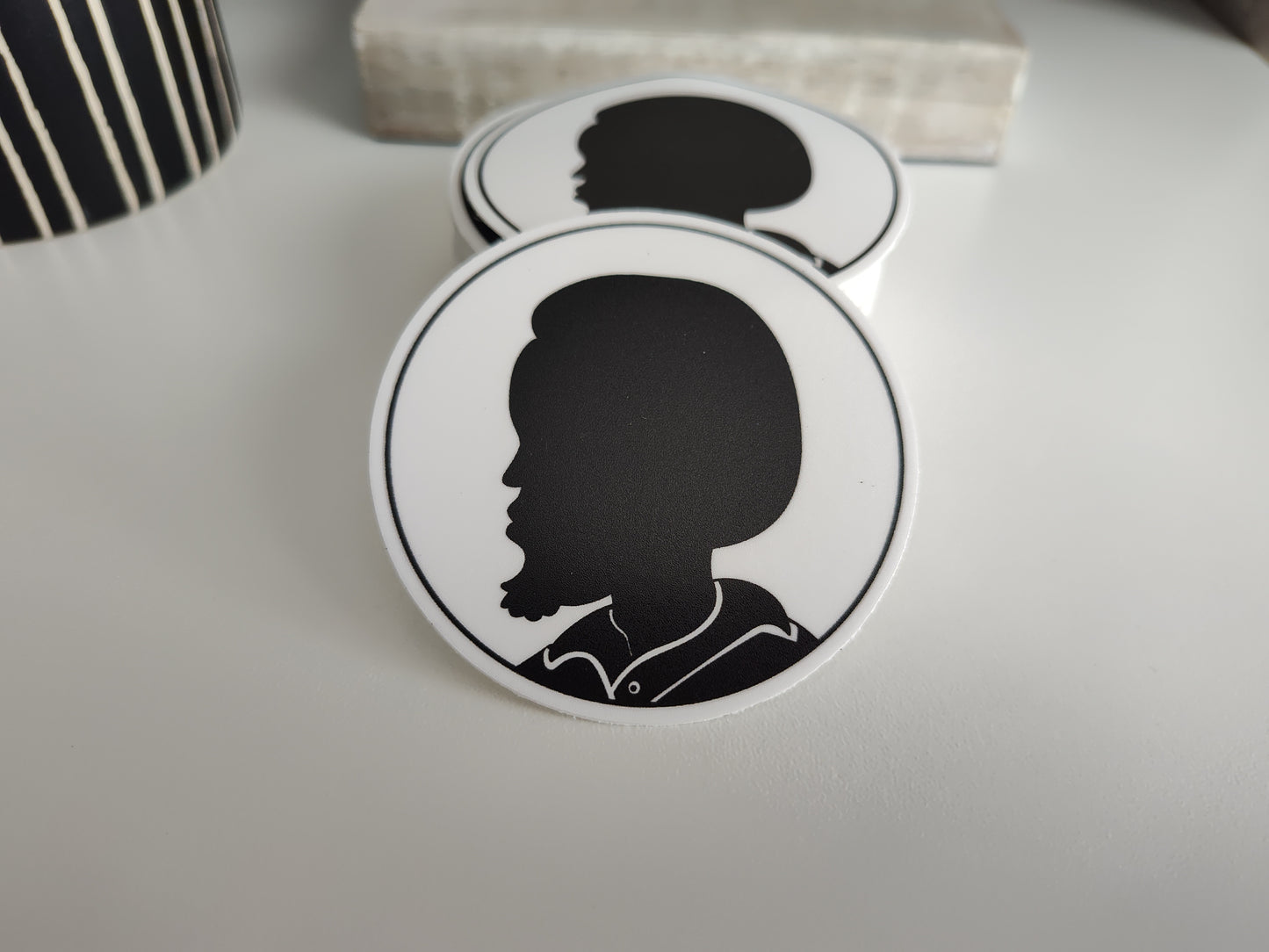 Man with Afro in Black & White Vinyl Sticker