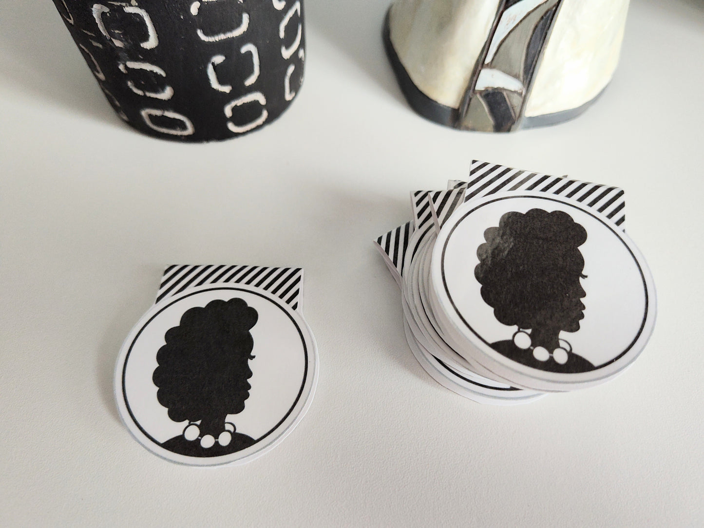 Woman with Afro (Black & White) Magnetic Bookmark