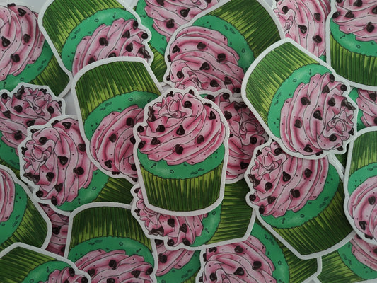 Watermelon Cupcake Vinyl Sticker