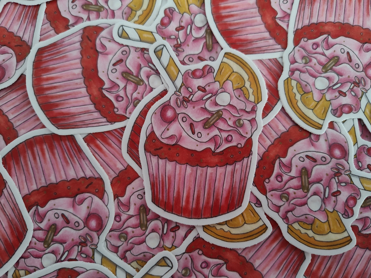 Strawberry Lemon Delight Cupcake Vinyl Sticker