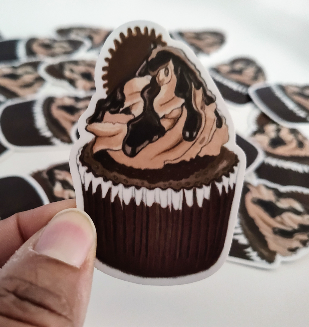 Chocolate Peanut Butter Cupcake Vinyl Sticker