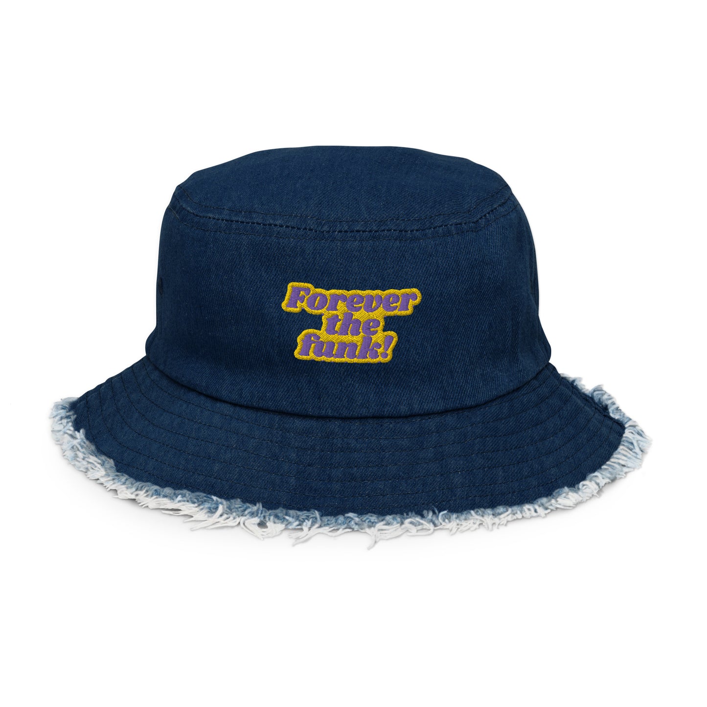 "Forever the Funk" Distressed Denim Bucket Hat