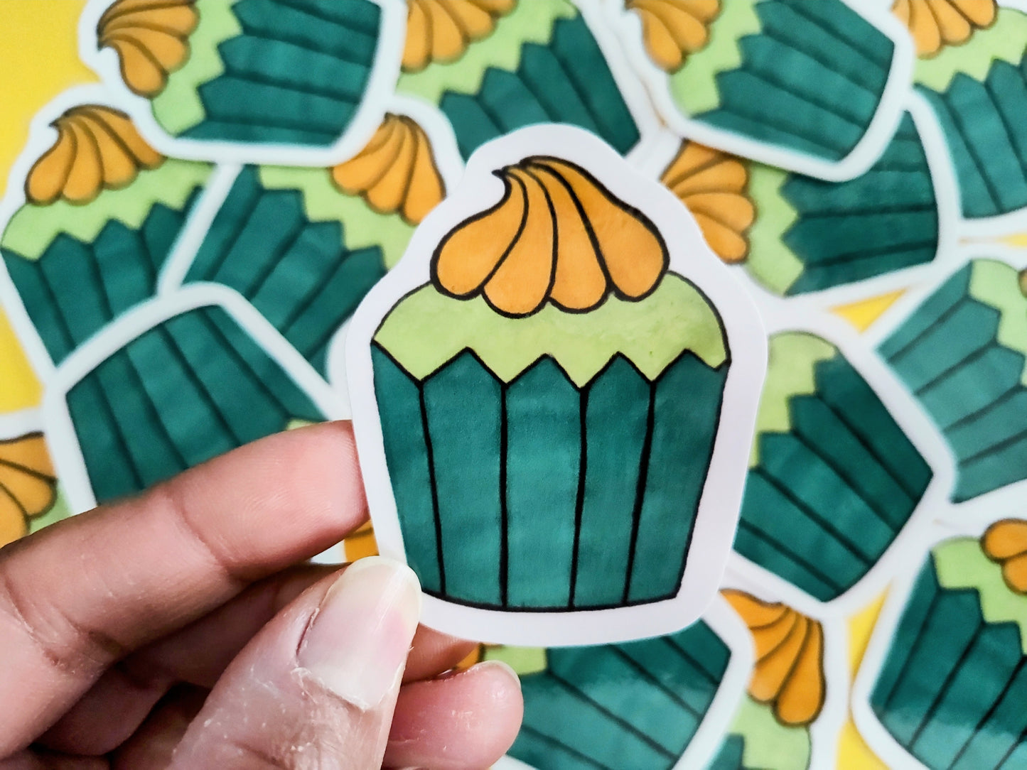 Minty Green and Yellow Cupcake