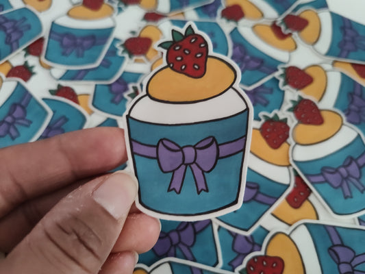Yellow icing with Strawberry Cupcake Vinyl Sticker